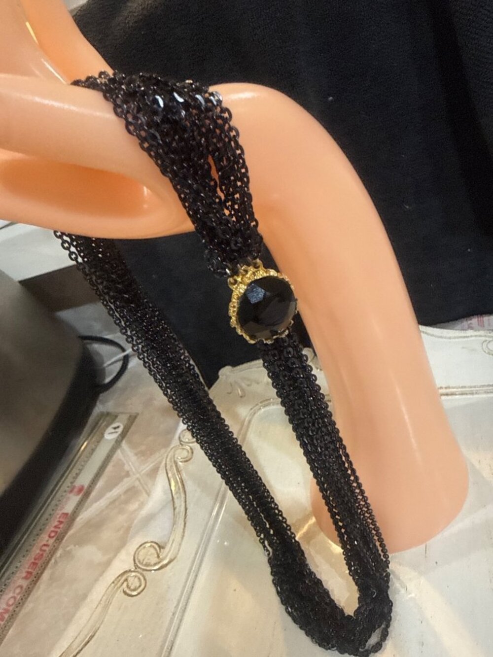 multi-strand black link chain necklace